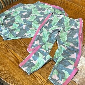 Wildfox Martinique Knox jogger suit. Top Large, joggers Medium. Pink and green.